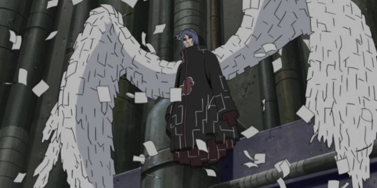 Konan met papieren vleugels in Naruto Shippuden