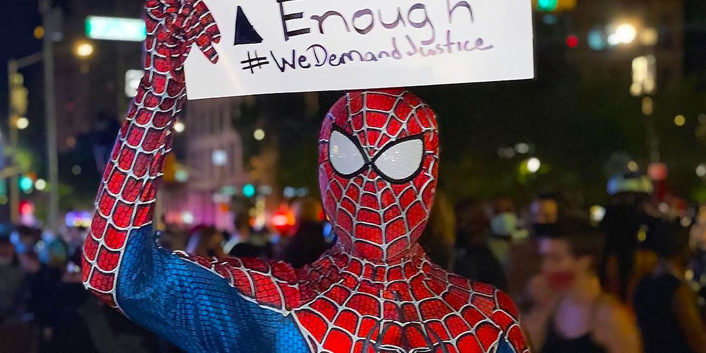 Spider-Man Joined the Black Lives Matter Protest on NYC's Manhattan Bridge