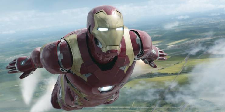 Iron Man flying in the air