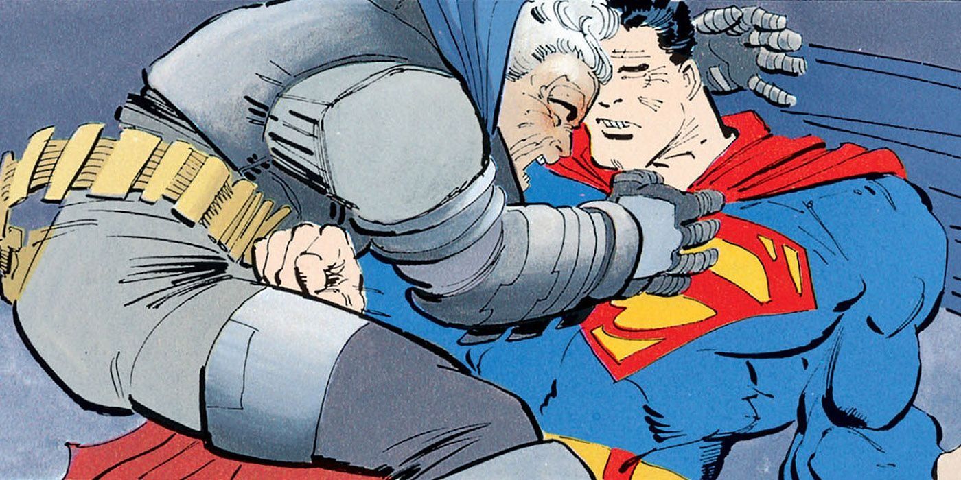old batman fights superman from dark knight returns