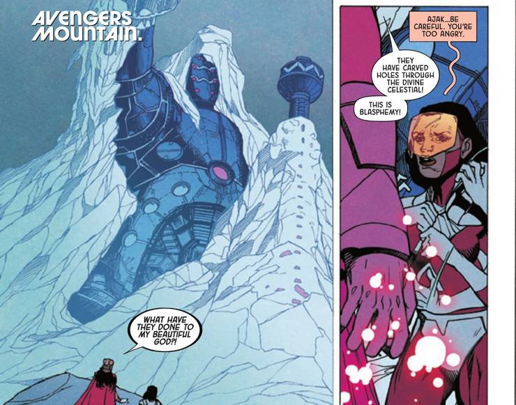 The Avengers turn a Celestial into a mountain in Marvel