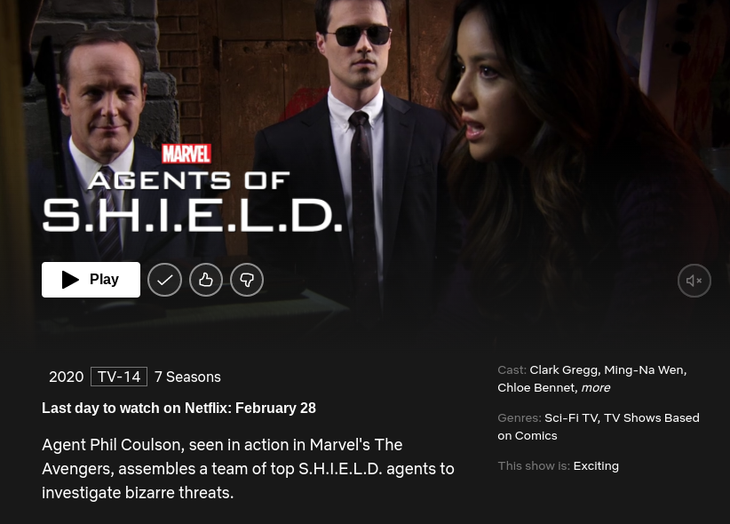 Parece que Agents of SHIELD se juntou a Defensores (The Defenders) deixando a Netflix 1