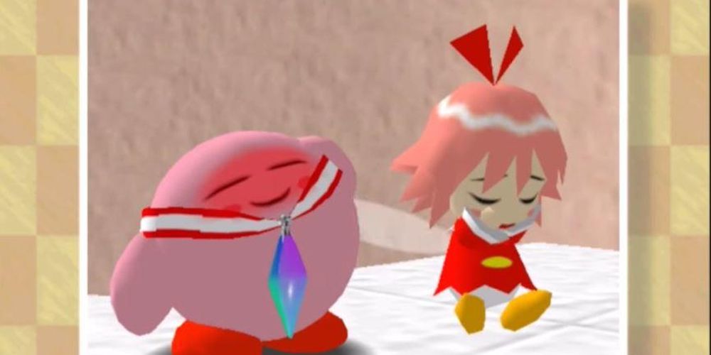 Kirby 64 Kirby Blushing Over Ribbon
